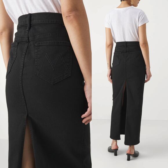 MOTHER NWT The Flagpole Demin Maxi Skirt in Black Size 28 - Picture 5 of 15